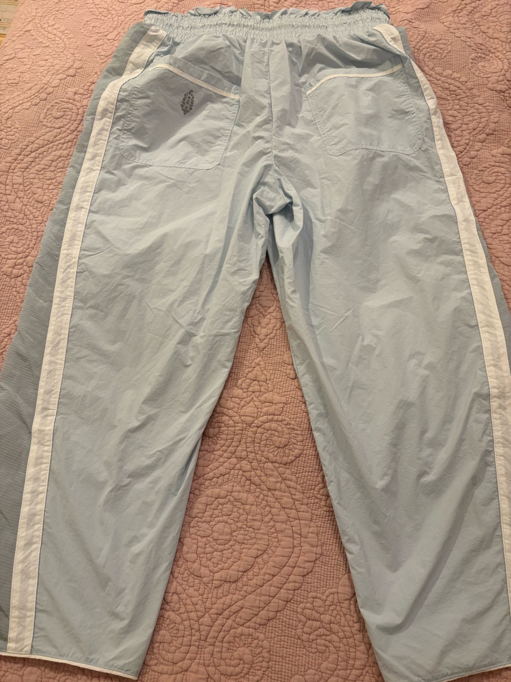 Free People NWOT The Champ is Here Light Blue Wide-Leg Track Pants - Picture 4 of 9